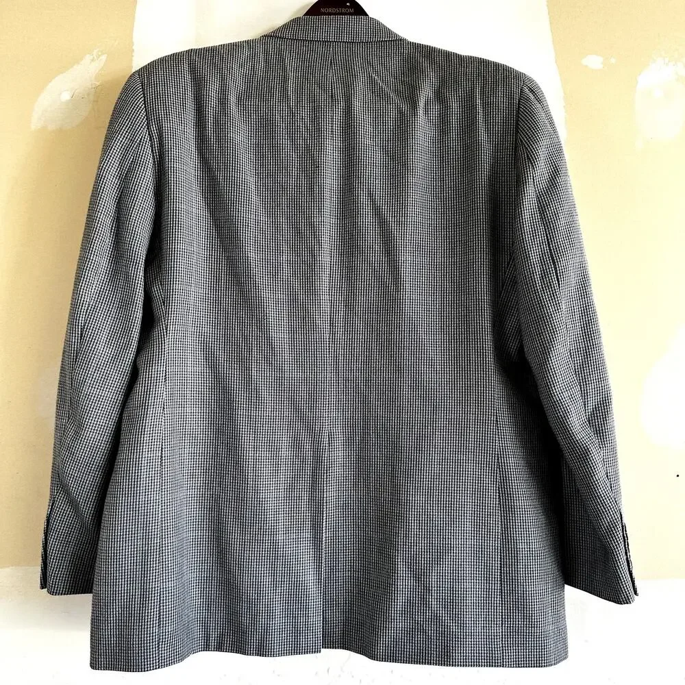 Lauren Ralph Lauren Blazer Silk Wool Jacket Single Breasted Notch Lapel Gray 44R